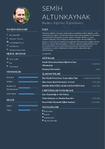 Beden Eğitimi Öğretmeni CV Örnekleri cv indir